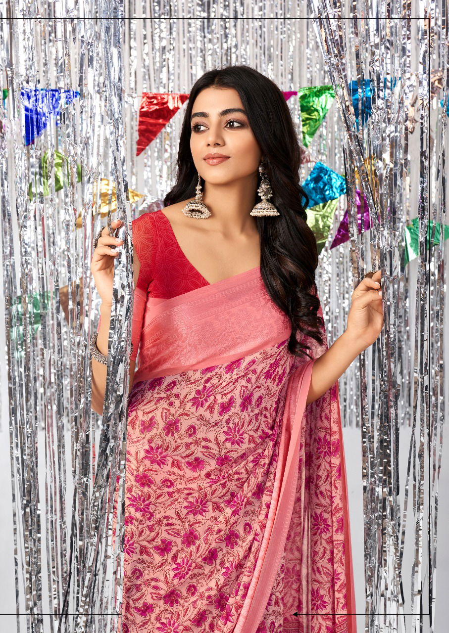 Stavan Shara New Printed Designer Fancy Wear Georgette Saree Collection